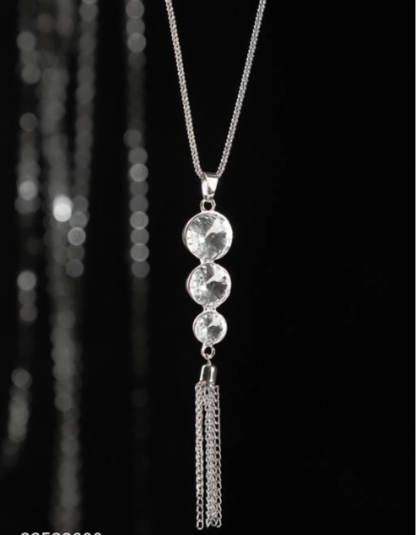 Anikas Creation Silver Plated Tasselled Alloy Light weighted White Stone Finished Pendant - Adjustable, Gold Plated, Multipack 1